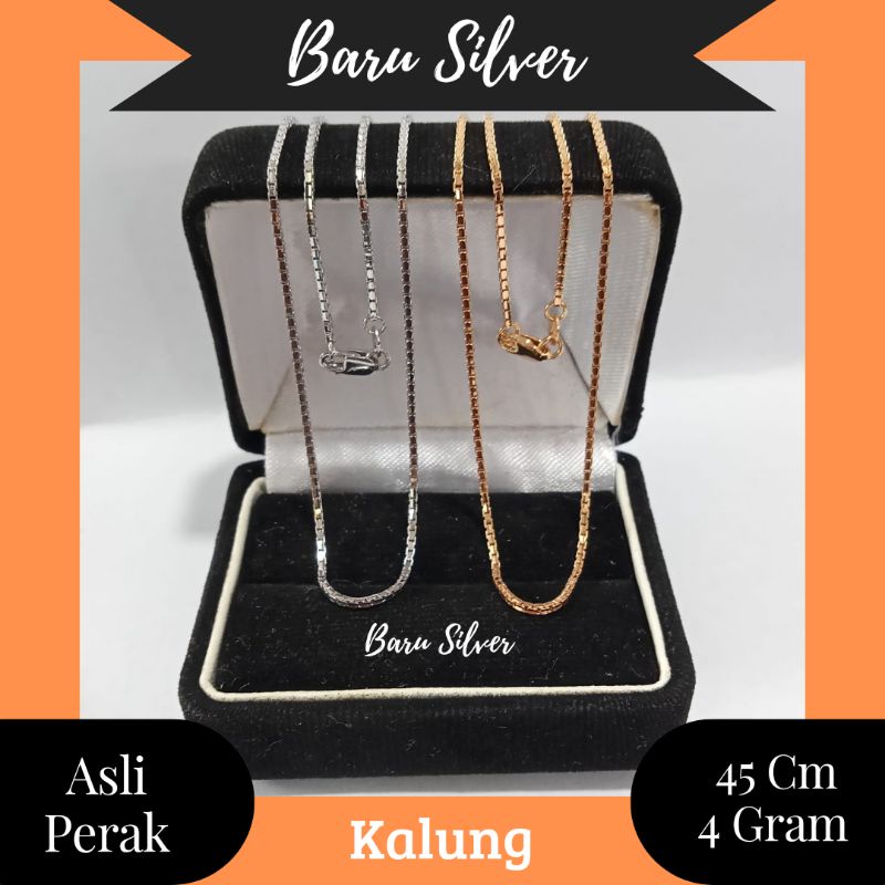 Kalung Itali Santa Variasi 4 Gram, Sepuh Emas Putih & Kuning, Perak 925
