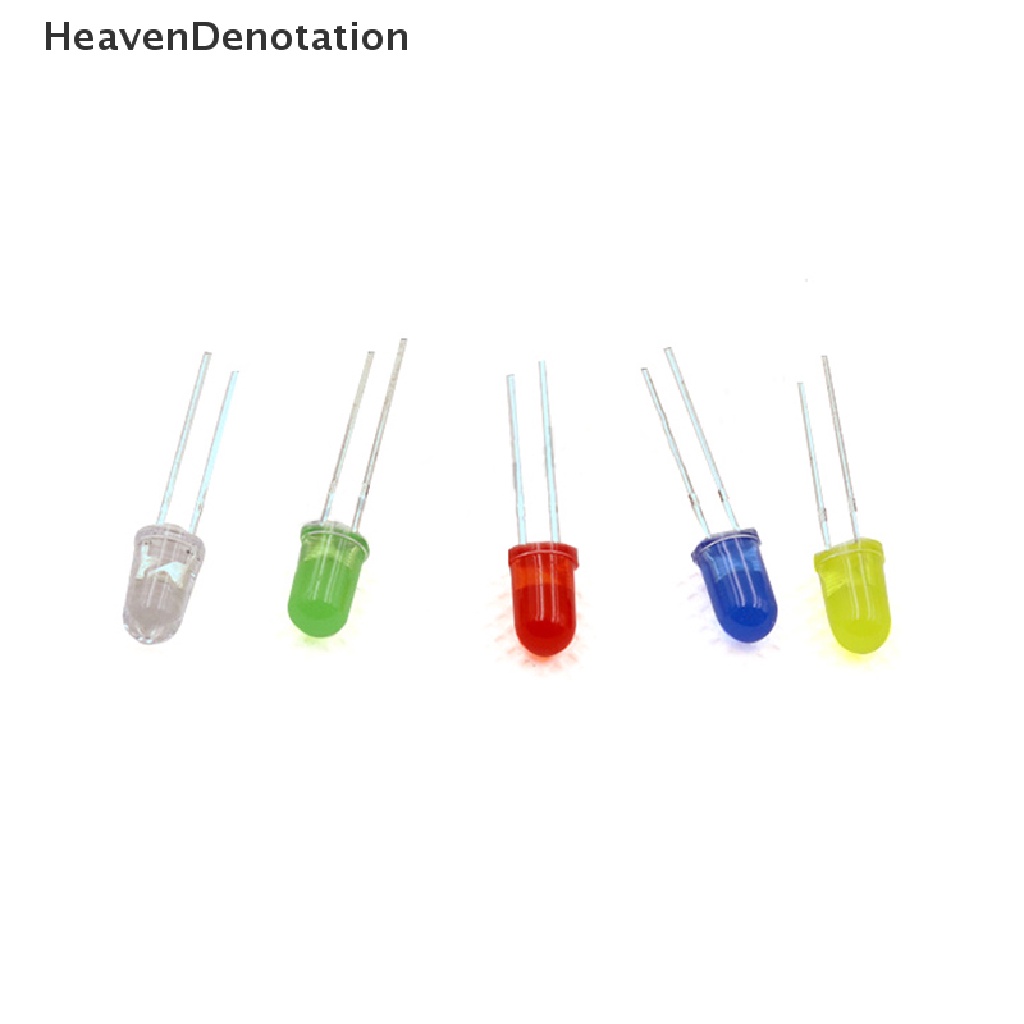 [HeavenDenotation] 100pcs 5mm Aneka Warna 2-pin Dioda Lampu LED Menyebar Emitg Set Dengan 5warna Komponen Elektronik HDV