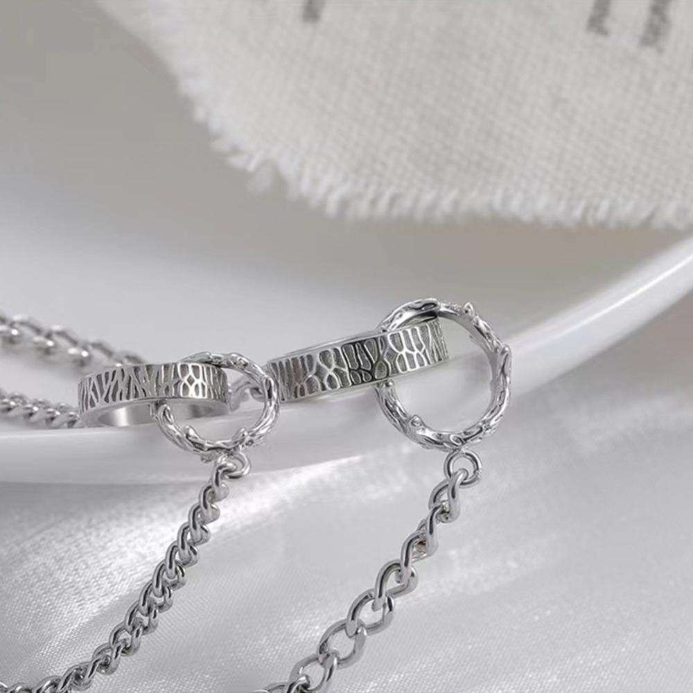 Timekey Stylish Simple Two-ring Interlocking Couple Bracelet Perhiasan Gelang Tembaga Serbaguna Untuk Wanita Pria P1V2