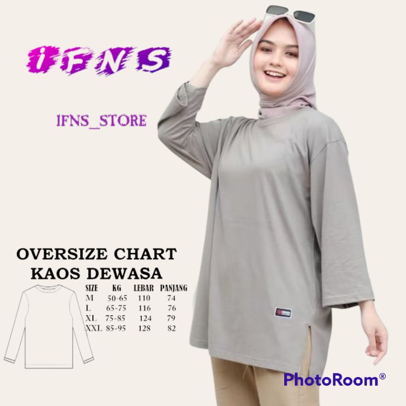 Kaos Polos Oversize Wanita Lengan Panjang hijab Friendly Basic Oversized Top Kaos Polos Nonbusui