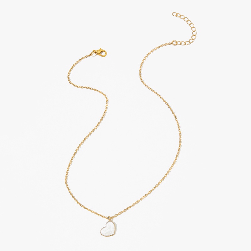 Bermutu Tinggi Perasaan Bersih Merah, Temperamen Manis, Rantai Tulang Selangka, Rantai Emas Prancis Yang Modis, Kalung Liontin Cinta Putih, 1buah