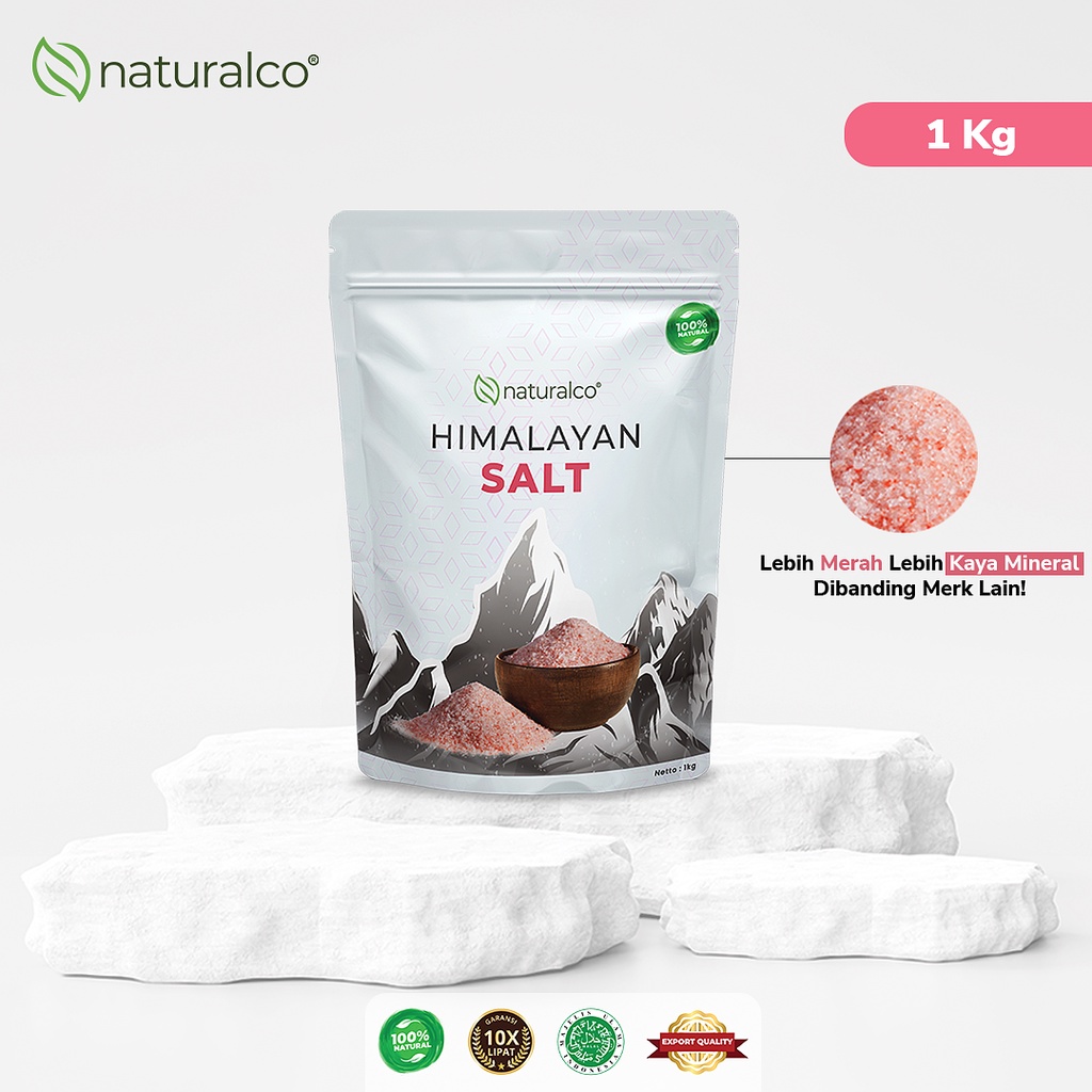 

Naturalco Himalayan Salt 1 Kg Garam Himalaya Pink Salt Original Premium Natural Super Food | 100% Murni | Lebih Merah Lebih Kaya Mineral