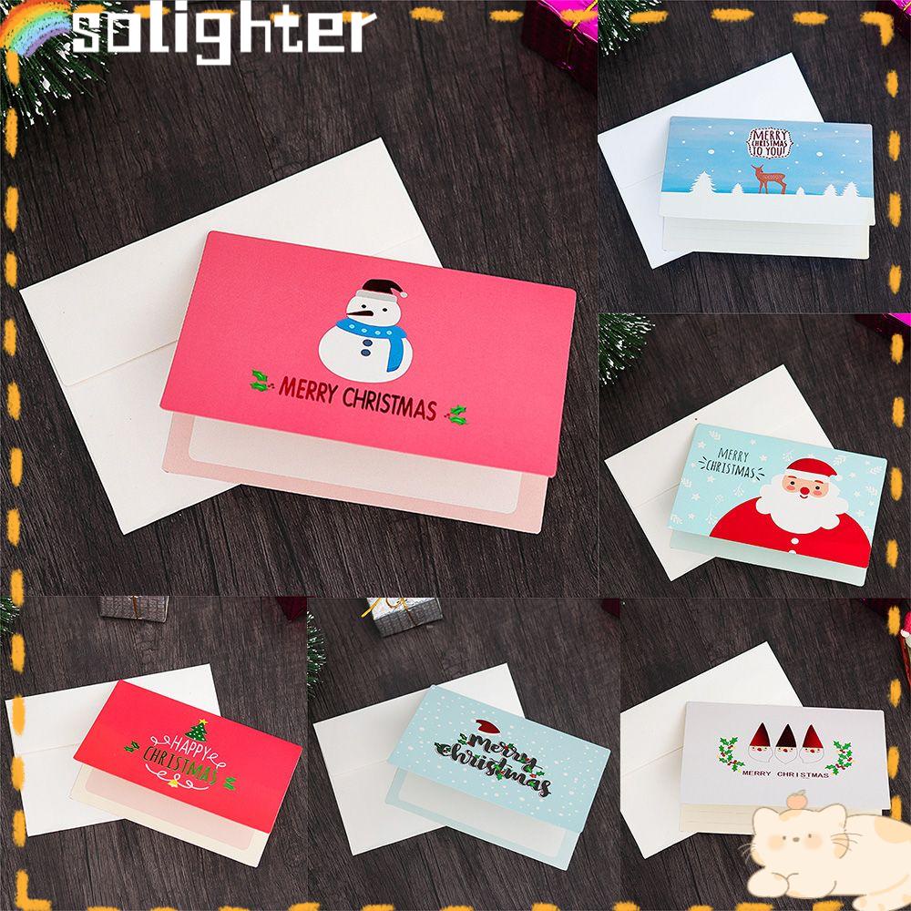 Solighter Kartu Natal Xmas Pesta Hadiah Postcards Kartun