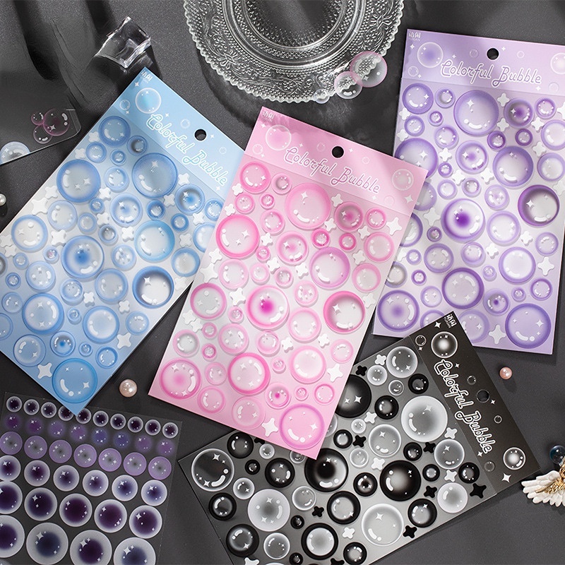 4lembar/set Kartun Lucu Gelembung Stiker Diy Bahan Dekorasi Akun Tangan