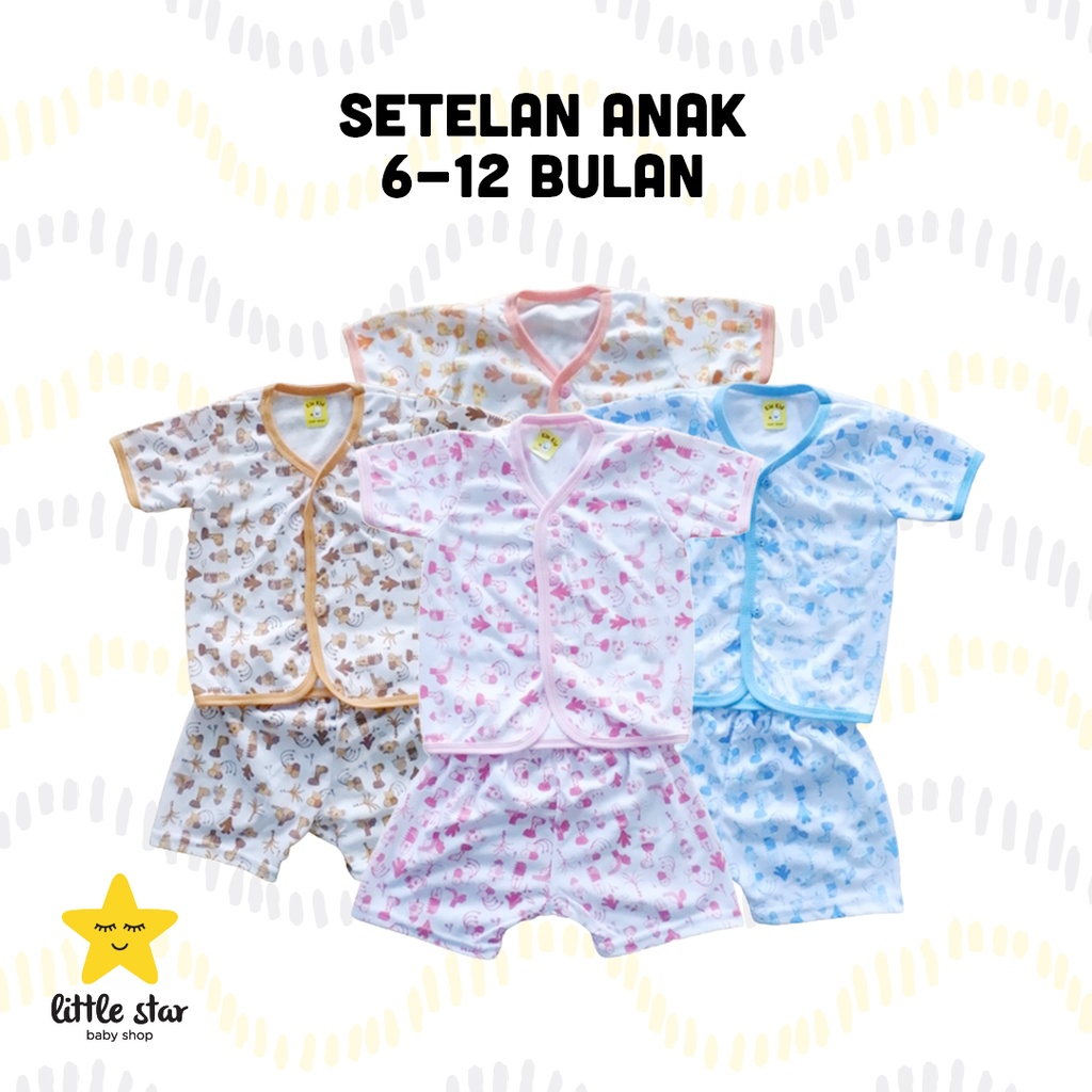 Kiu Kid Setelan Pendek Anak Bayi | Set Baju Rumah Atasan Bawahan Cewek Cowok