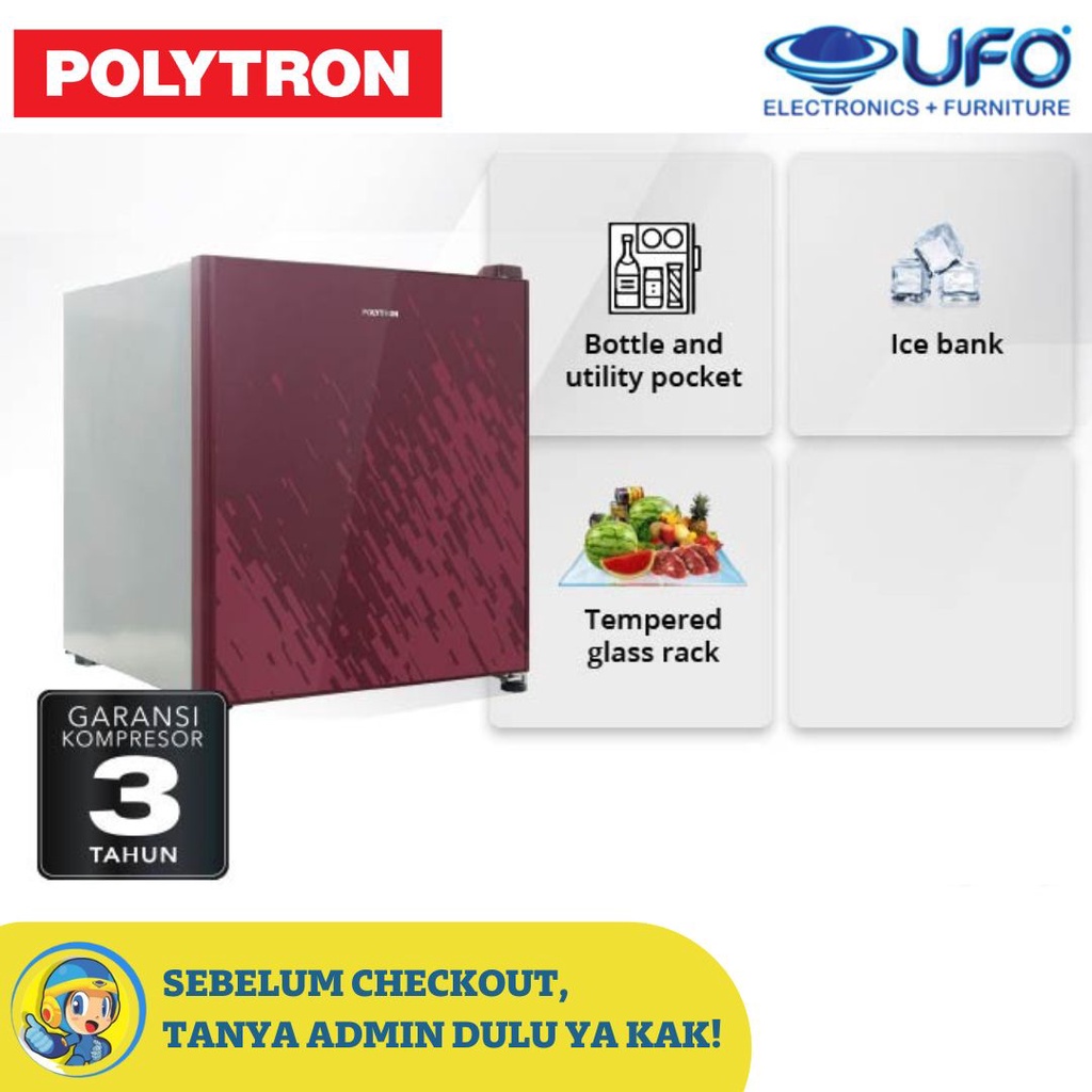 POLYTRON PRH51X  PRH51R Kulkas Mini 1PINTU 50 liter