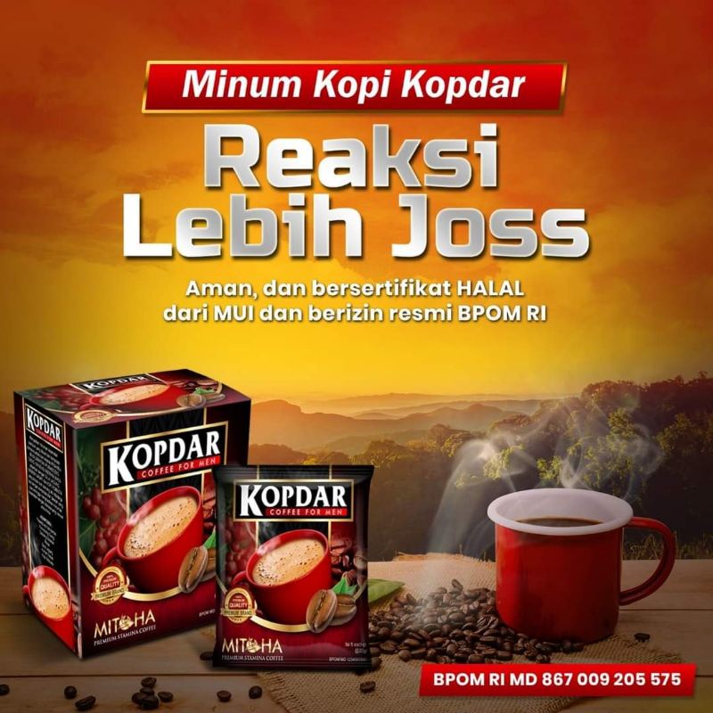 

Kopi KOPDAR BPOM isi 5 - Kopi Herbal Pria Perkasa