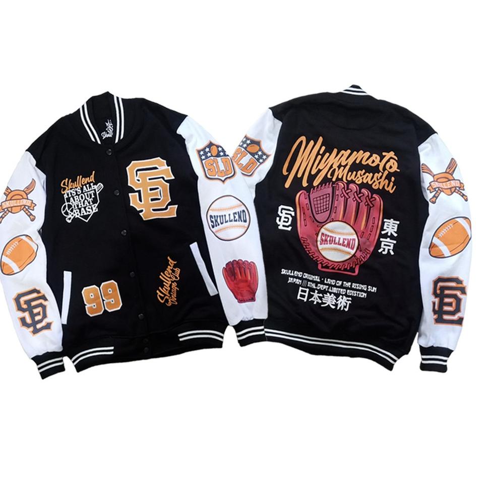 VIRAL SKULLEND Varsity Jacket Baseball Vintage Pria Wanita - Jaket Varisty Jaket Besball Bisbol Cowo
