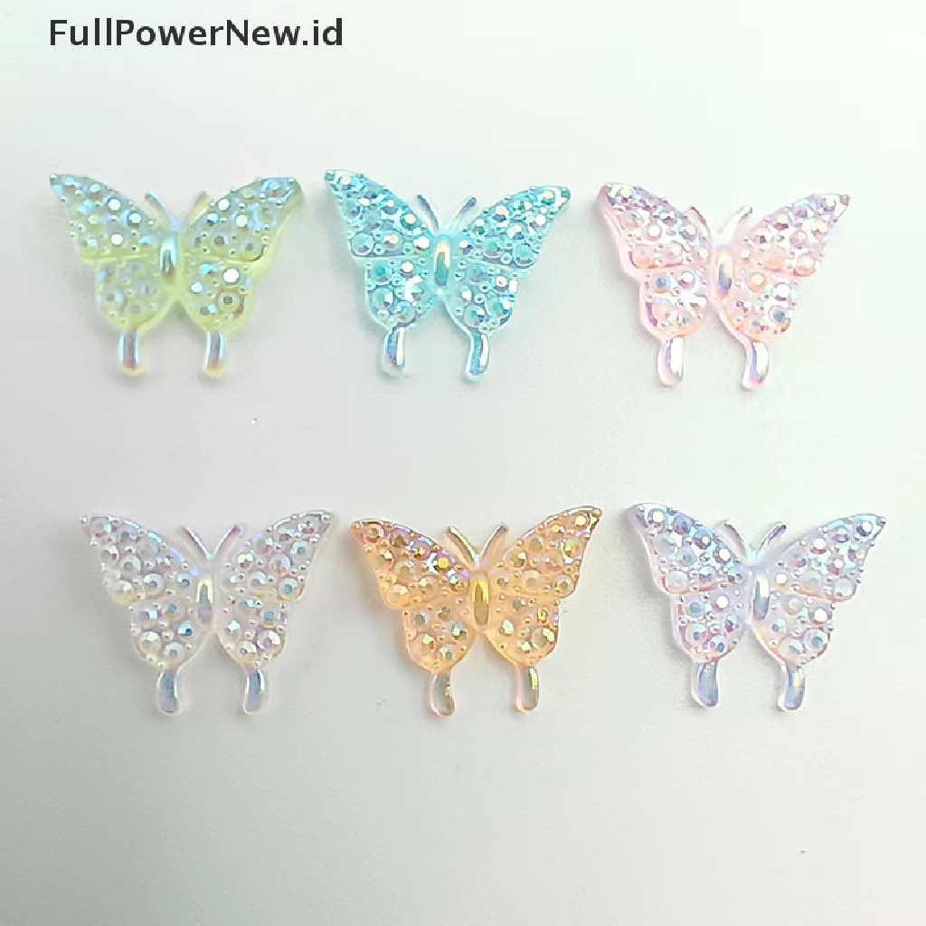 Power 50pcs 3D Resin Nail Ch Warna Campur Butterfly Nail Parts Aksesoris ID