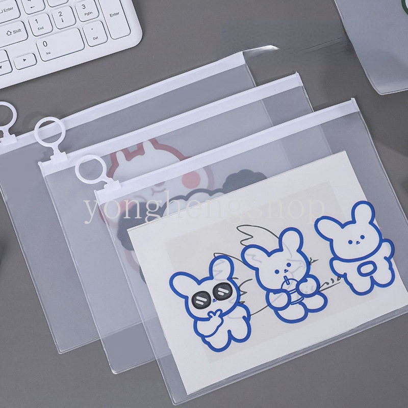 Tas Pouch Penyimpanan Kertas Dokumen A5 Motif Kartun Transparan Dengan Ritsleting Untuk Alat Tulis Anak Sekolah