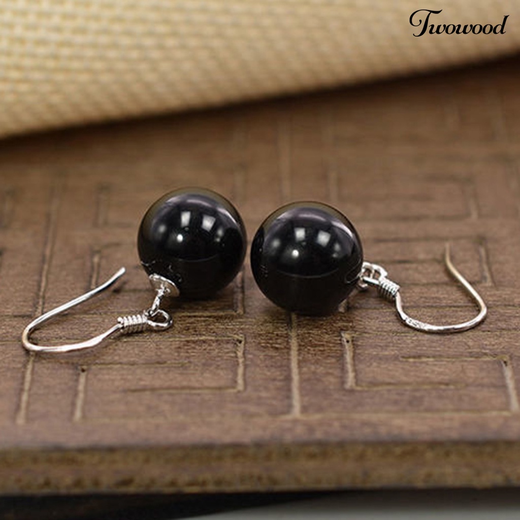 Twowood 1pasang Menjuntai Anting-Anting Bebas Alergi Tidak Luntur Gloss Tinggi Poles Liontin Dekorasi Geometris Faux Kristal Manik Hook Drop Earrings Fashion Perhiasan