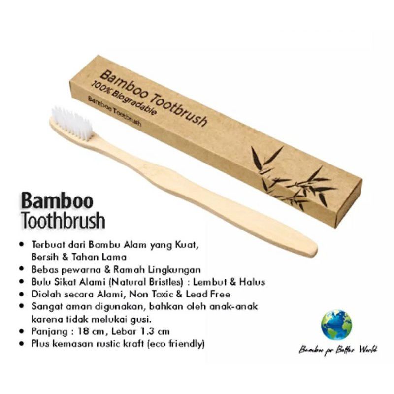 Sikat Gigi Bambu, Bamboo Toothbrush Soft Ramah Lingkungan