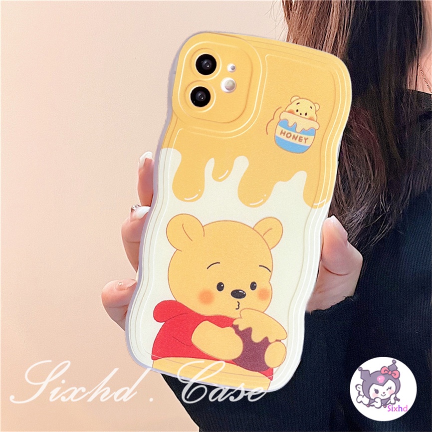 For Vivo Y22 Y21 Y20 V25e Y35 Y15s Y17 Y16 Y12s Y12A Y15 Y12 Y20i Y20s Y15A Y21s Y33s Y02s Y19 Y12i Y50 V23e V21 Y1s Cartoon Cute Bear Soft Wave Edge Soft TPU Case