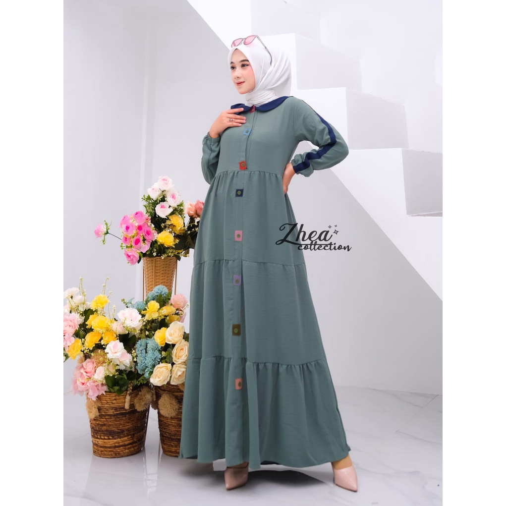 TGC - Gamis Aeesha Maxy bahan Crincle Airflow Premium Kancing Depan