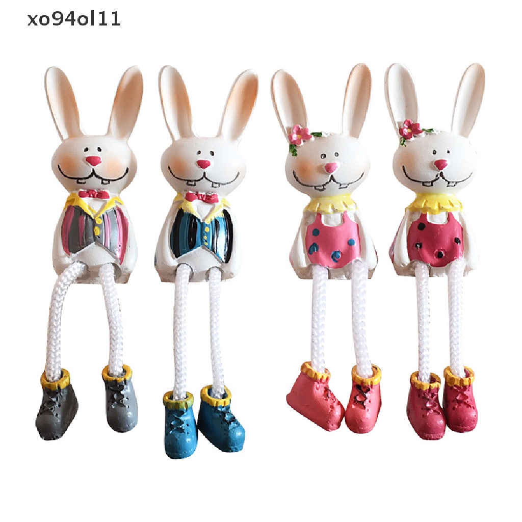 Xo 4Pcs/set Patung Kelinci Bunny Lucu Dengan Kaki Panjang Patung Boneka Kelinci OL