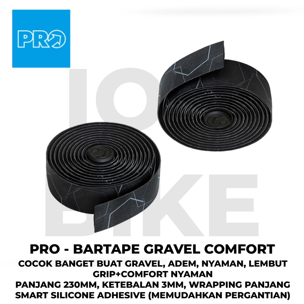 Bartape PRO Gravel Comfort Black Tebal Empuk Bar Tape PRO Silicone Pembungkus Stand Handlebar Pelapi
