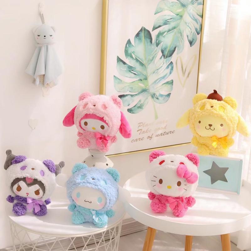 Sanrio My melody Kuromi Cinnamoroll Hello Kitty Plush Doll Mainan Liontin Tas Sekolah Dekorasi Anak Perempuan Mainan Natal