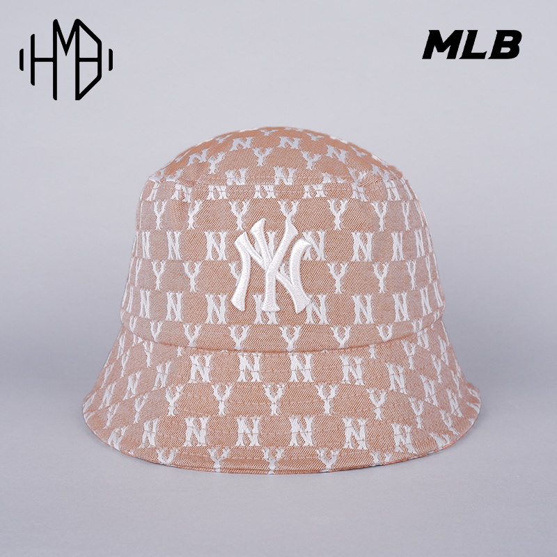 MLB Korea NY Yankees Monogram Jacquard Bucket Hat Brown