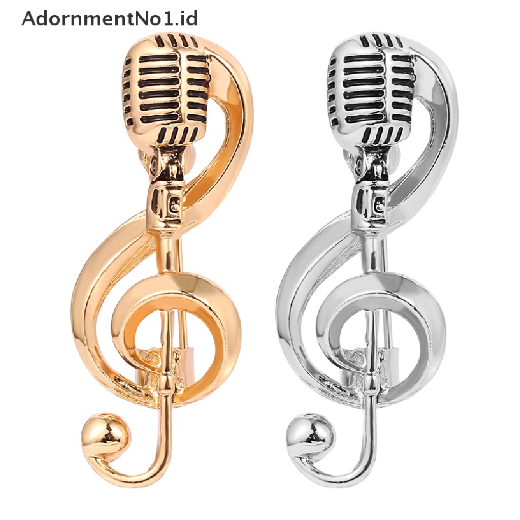 [AdornmentNo1] Musik Note Mikrofon Bros Warna Emas Warna Silver Pin Logam Lencana Khusus Siswa Musisi Ransel Lapel Pin Perhiasan Hadiah [ID]