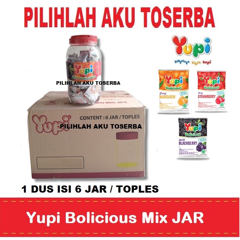YUPI BOLICIOUS MIX KEMASAN JAR - ( HARGA 1 DUS ISI 6 JAR )