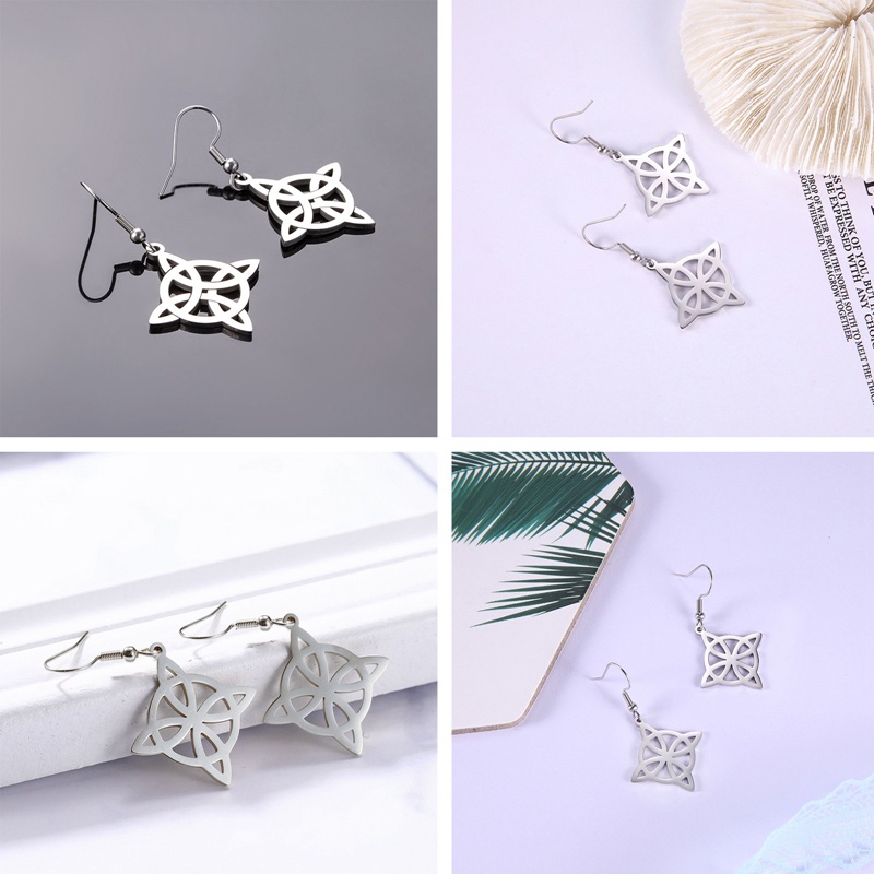 Hip-hop Celtic Knot Earrings Untuk Wanita Stainless Steel Witch Knot Earring Star Of David Earrings Vintage Perhiasan Hadiah Pesta