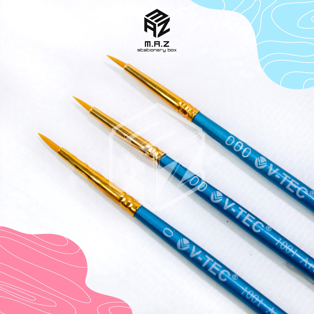 

Kuas Lukis V-tec 0 / 00 / 000 1001 3 set Ujung Lancip / Vtec Round Brush 1001 set 3 Nail Art Lettering ( 0 / 00 / 000 )