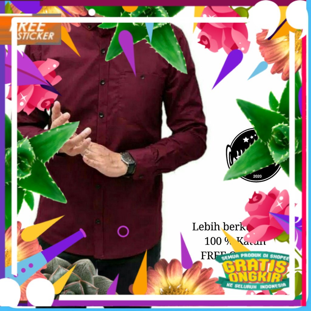 Viral Baju Kemeja Slim Fit Pria Lengan Panjang Polos Hem Tangan Panjang Cowok Terlaris Murah Garansi