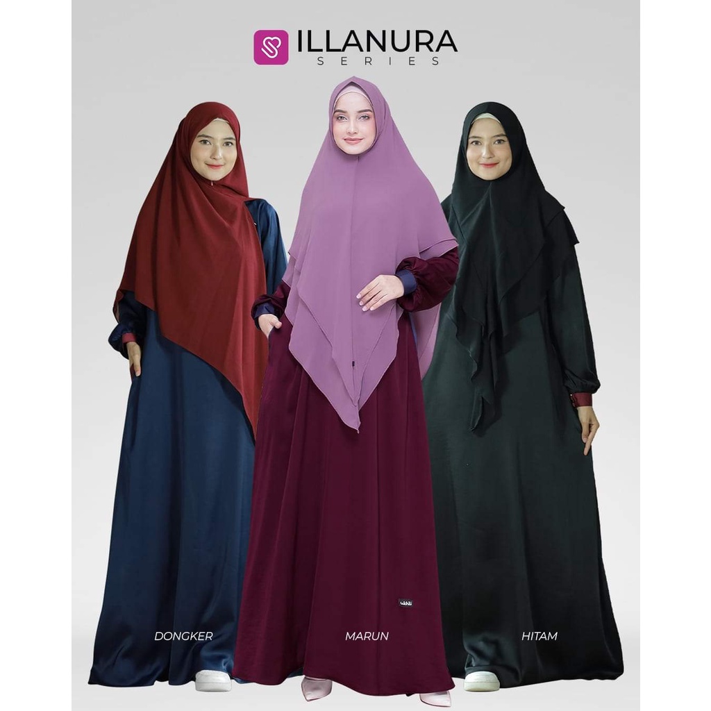 Ukhti Munira Gamis Illanura Dewasa Syar'i Bahan Satin Luxe Lembut Adem Nyaman Sedikit Glosy dan Mewa