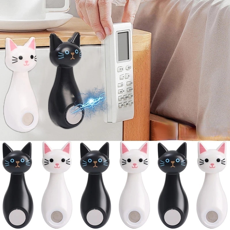 Pengait Bentuk Kucing Dengan Alas Hisap Yang Dipasang Di Dinding Tempat Remote Control Hemat Ruang Rak Adsorpsi Kuat360° Gratis Tempat Rak Penyimpanan Anti Rontok Aksesoris Organizer Rumah