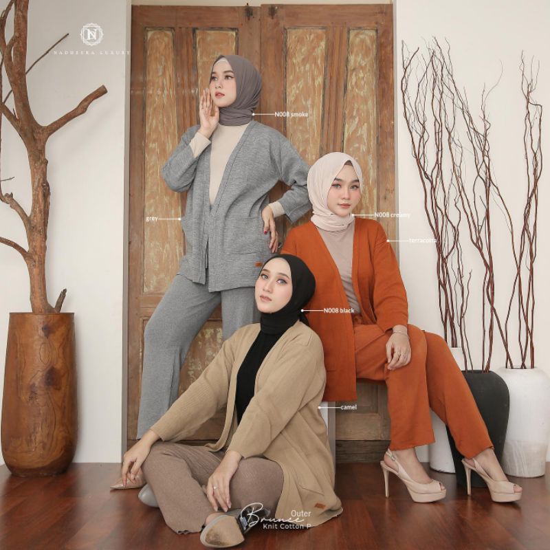 BRUNEE OUTER CARDIGAN DAN PANTS ORI NADHEERA LUXURY