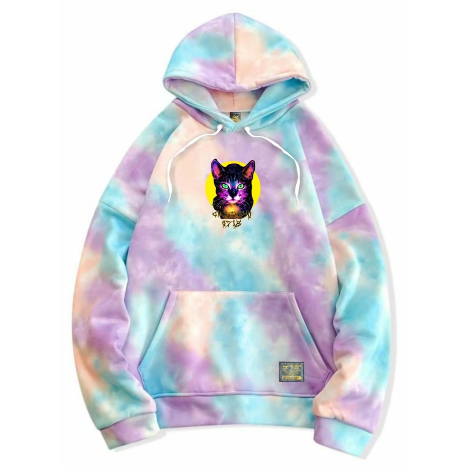 Jaket Hoodie Good Morning Rainbow Tie Dye Edition Trendy Casual Unisex Good Brand Quality Stylis