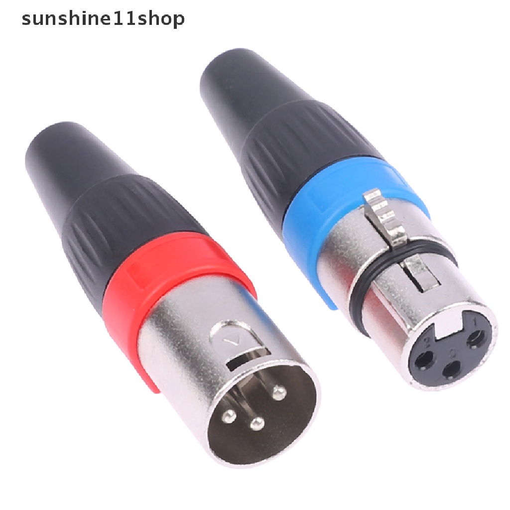 Sho 1Pcs Xlr Konektor Hitam Colokan audio Colokan Mikrofon 3pin Konektor speaker male N