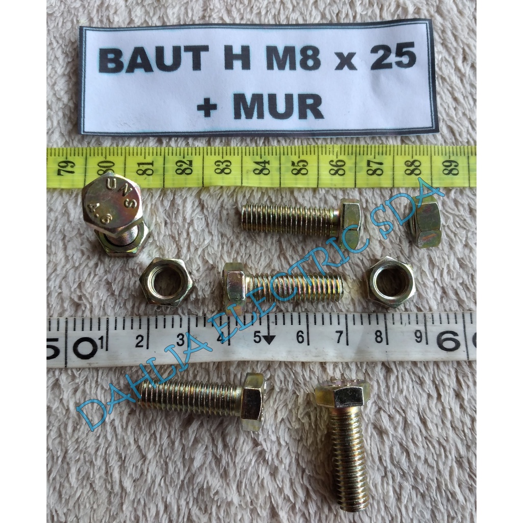 BAUT H M8 x 25 + MUR (1 SET)