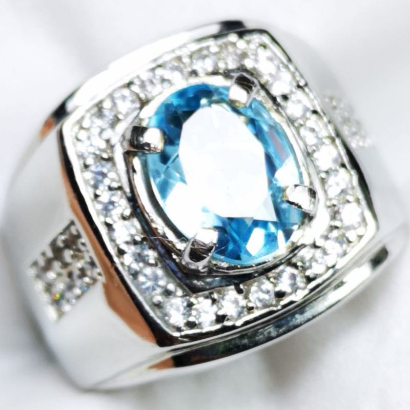 COD [BISA BAYAR DITEMPAT] BATU CINCIN BLUE TOPAS SWISS TOP LUSTER