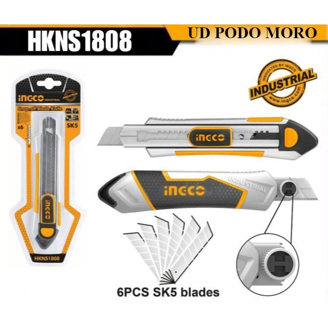 

Ingco Hkns1808 Pisau Cutter Snap Off Blade Knife Slim 6 Pcs Blade Kualitas Terbaik