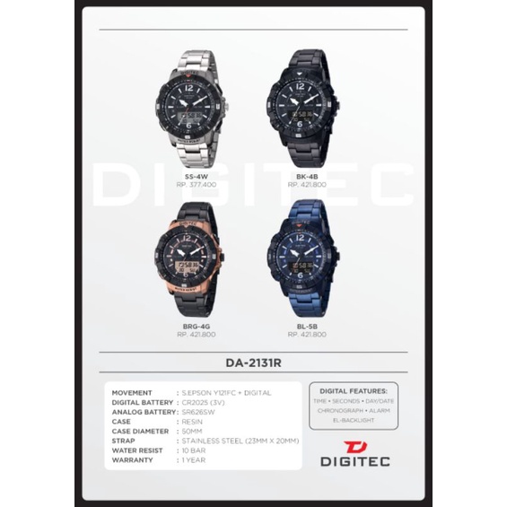Jam Tangan Pria DIGITEC DA 2131 ORIGINAL Stainless Steel
