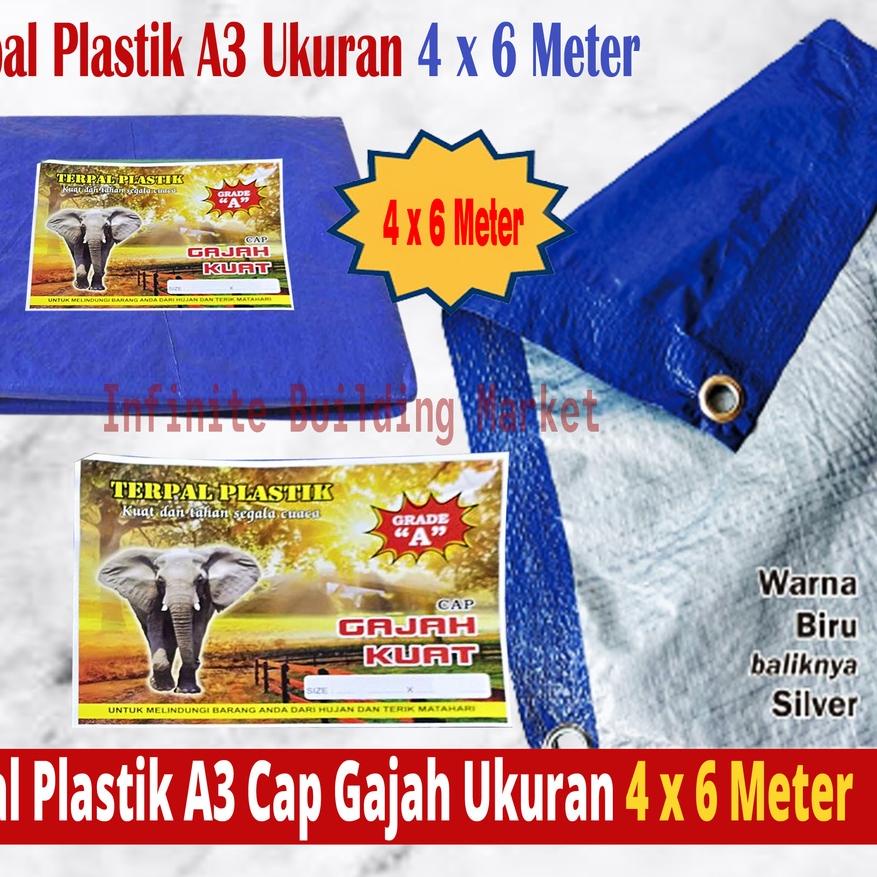 ➦ Terpal Plastik Tenda A3 4 x 6 Meter Tebal Murah Terpal Cap Gajah Kuat ♥