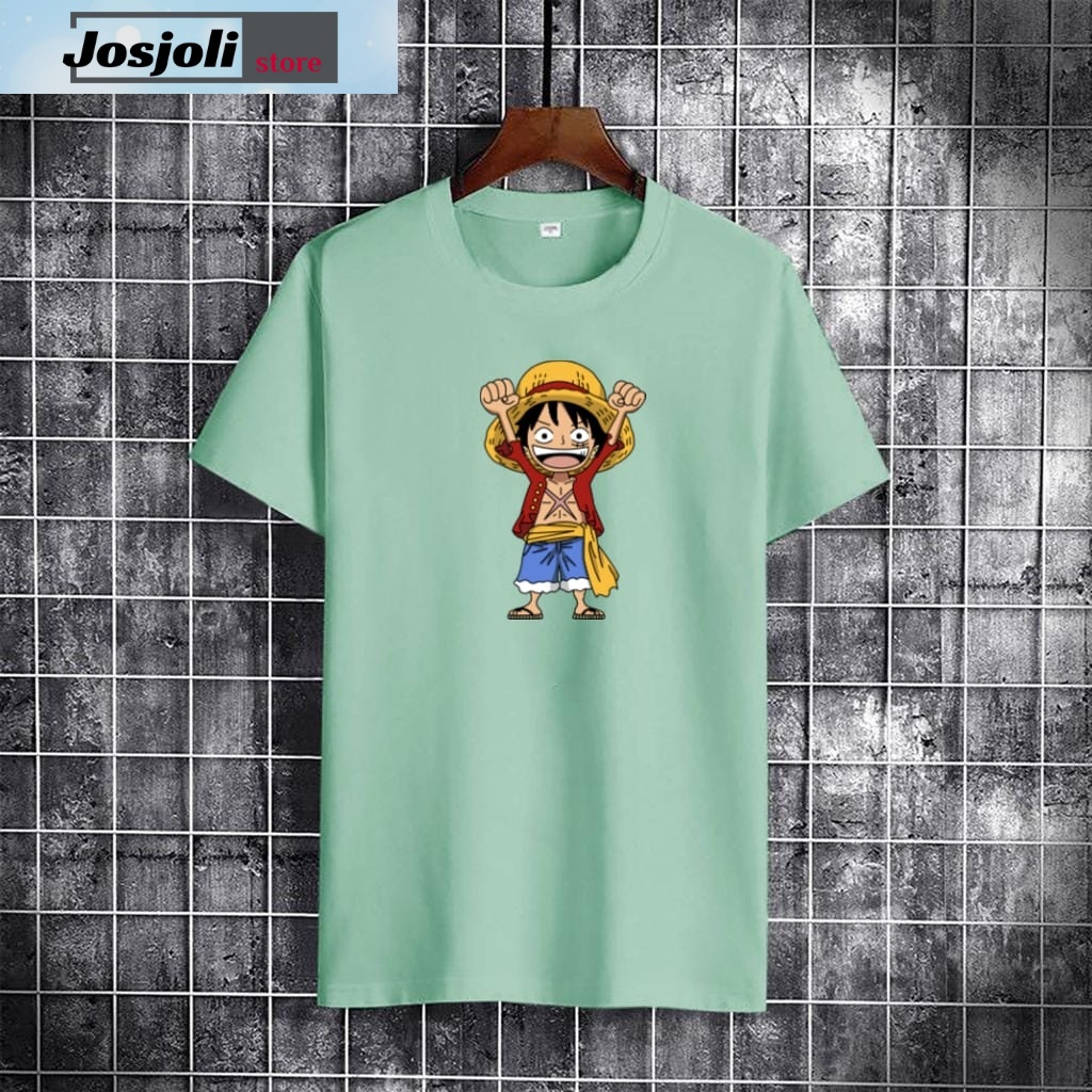 JOSJOLI_STORE/Baju Oblong Luffy Angkat Tangan/Atasan Pria Dewasa Lengan Pendek/L XL