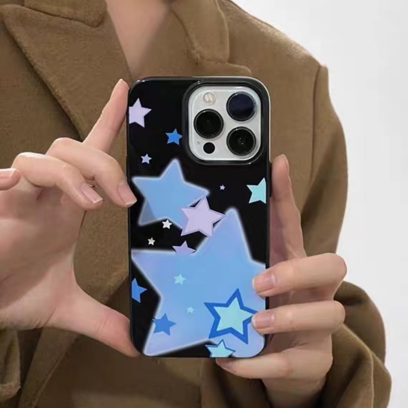 IPHONE Ins Pola Bintang Cocok Untuk Iphone14 14pro 14plus 13 13mini 13pro 13prm iPhone12 7Plus 8Plus Xr XS 13 12mini Pro Max TPU Empat Sudut Casing Ponsel Tahan Guncangan