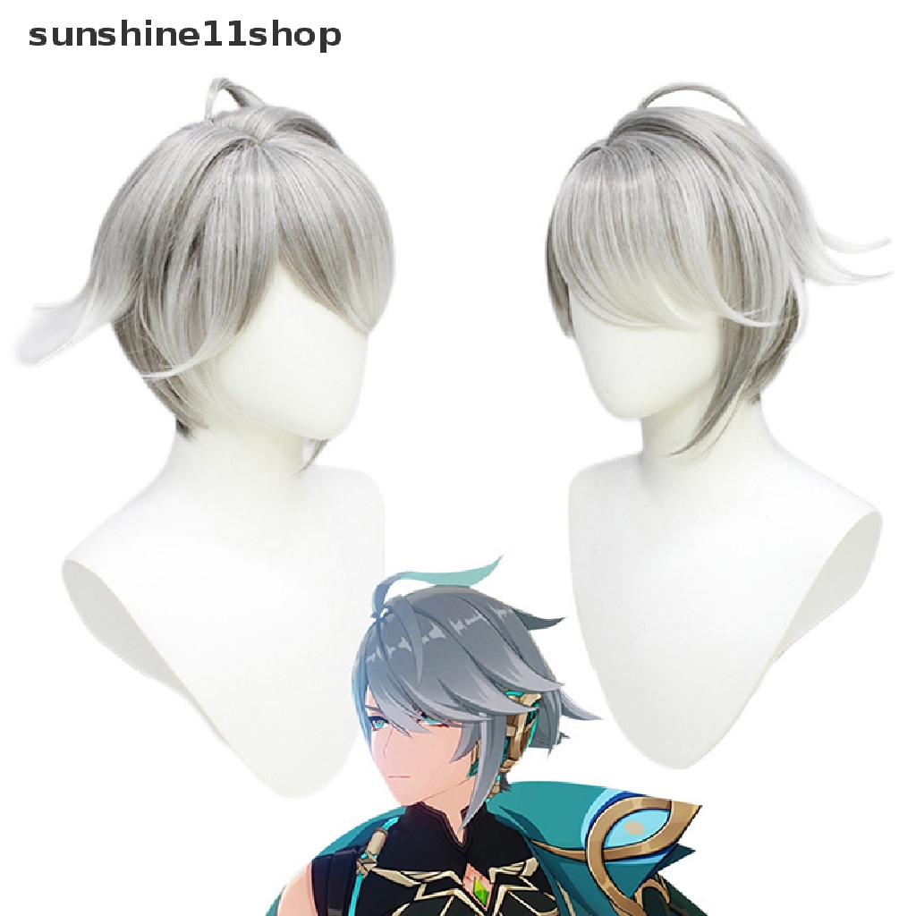 Sho Genshin Impact Al Haitham Cosplay Wig Pendek Abu Putih Wig Cosplay Anime Cosplay Wig Tahan Panas Wig Sintetis Wig Pesta N