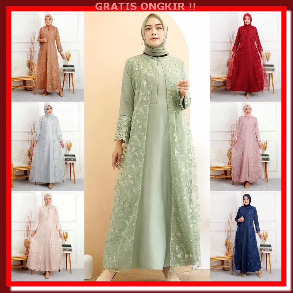 Gamis Terbaru 2023 Lebaran Wanita Baju Murah Fashion Muslim Jumbo Keki (Dijamin Realpict) Gamis He