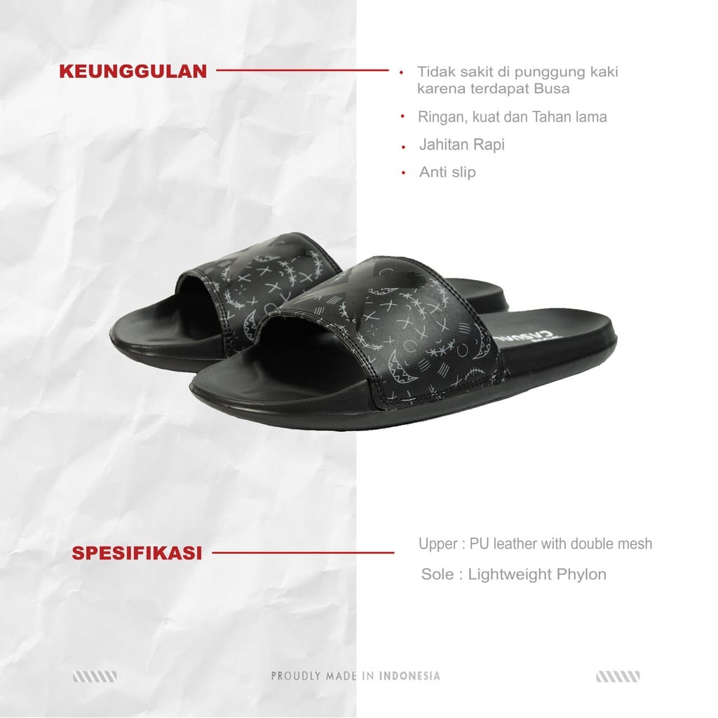 Sun Casual - Patrol Full Black | Slippers Slide | Sandal Pria | Sandal Wanita | Sandal Unisex