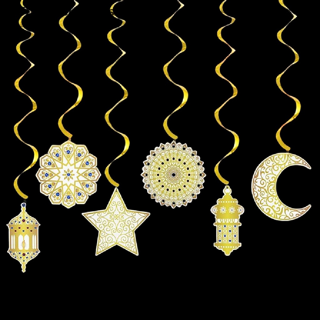 # Baju Lebaran # Banner Spiral Eid Mubarak Muslim Islami Gold Swirl Liontin Lebaran Bung Mubarak~