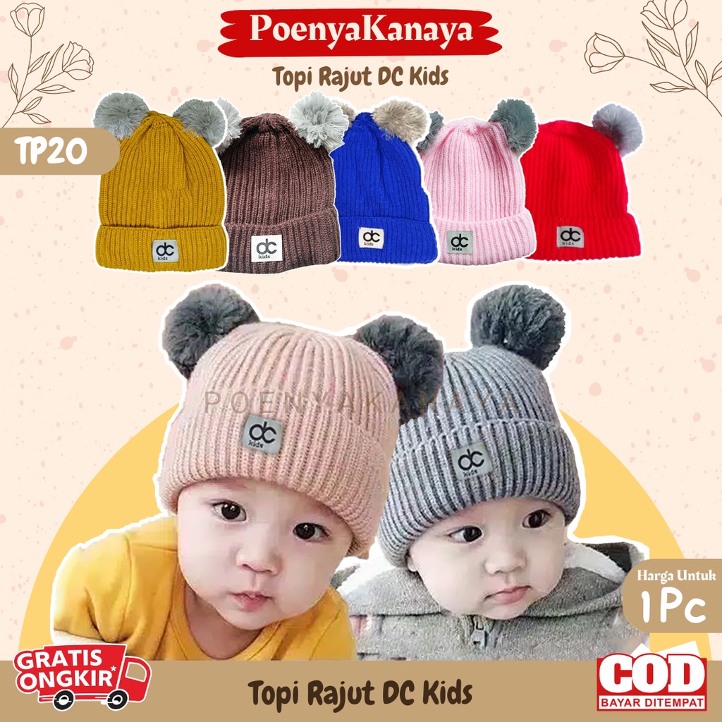 Topi Kupluk Bayi Rajut DC Kids Topi Rajut Pompom TP20