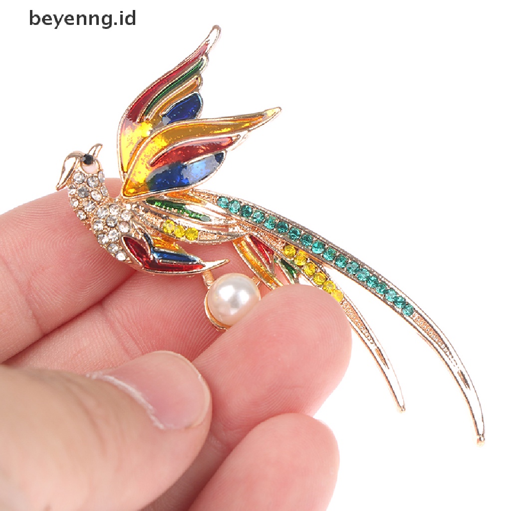 Beyen Bros Burung Phoenix Kristal Untuk Wanita Enamel Keindahan Terbang Burung Pesta Kantor Bros Pin Hadiah Bros Tetes Minyak Phoenix ID