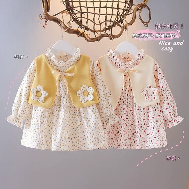 A438 - Dress Import Anak Perempuan / Dress Katun Import ANak Cewek / Dress Anak Perempuan Motif Bung