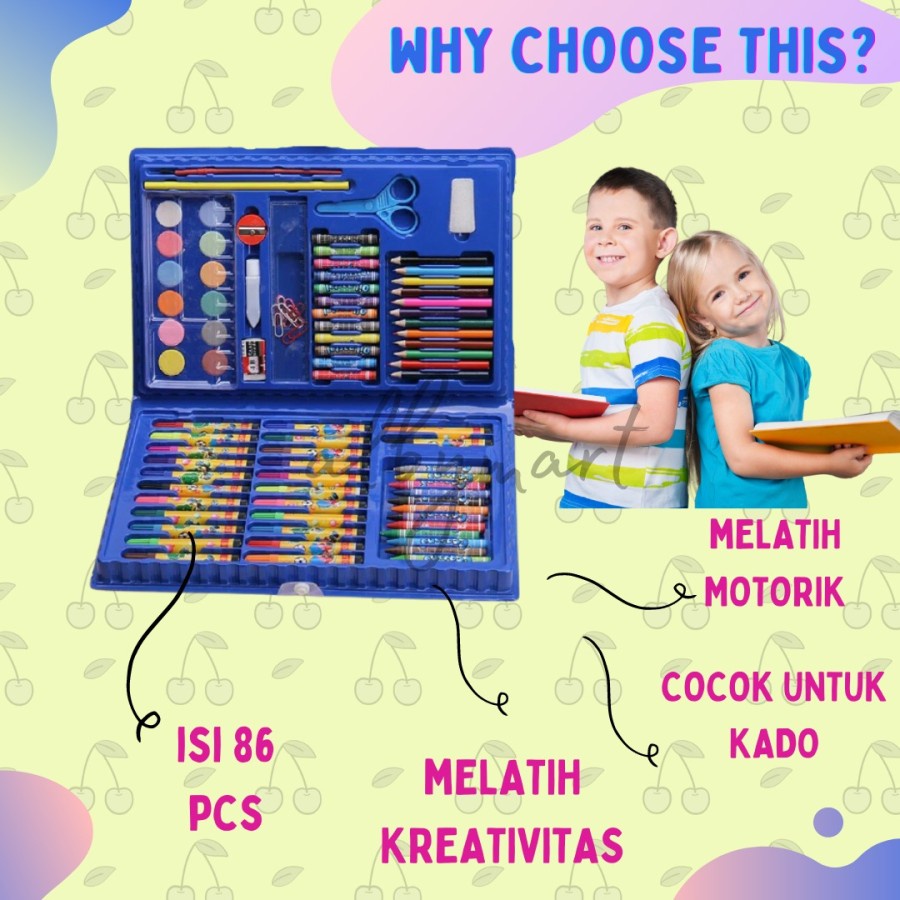 KRAYON Colouring Set 86 pcs Pensil Warna Crayon set Stationary Kado anak