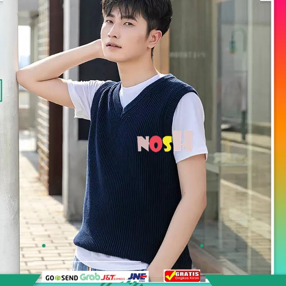 ♖ Rompi Rajut Pria Polos - Ian / Rompi Cowok / Rompi Pria Polos NOSH ✹