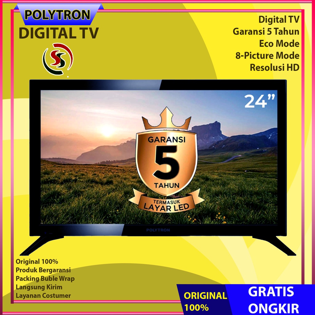 DIGITAL LED TV POLYTRON 24&quot; 24V1853 24 INCH USB HD HDMI