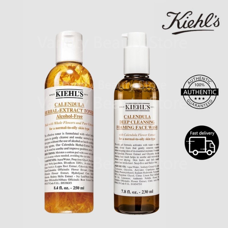 Kiehl's Calendula Herbal Extract Alcohol-Free Toner 40ML 250ML /Kiehls Deep Cleansing Foaming Face Wash 230ML